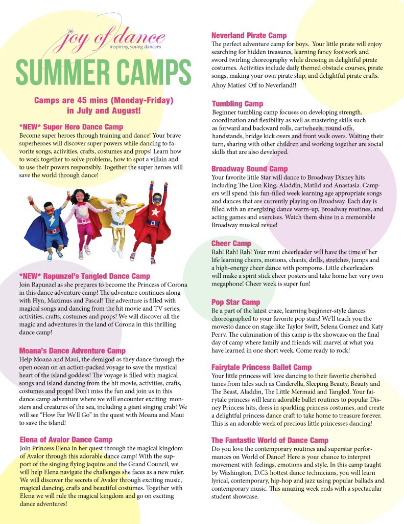 2019 Summer Camp Offerings