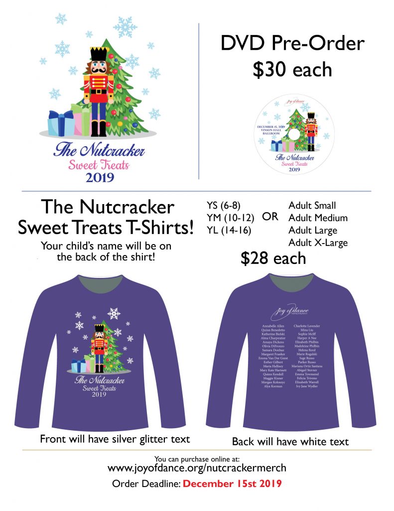 DVD and Tshirt Order Form Nutcracker 2019